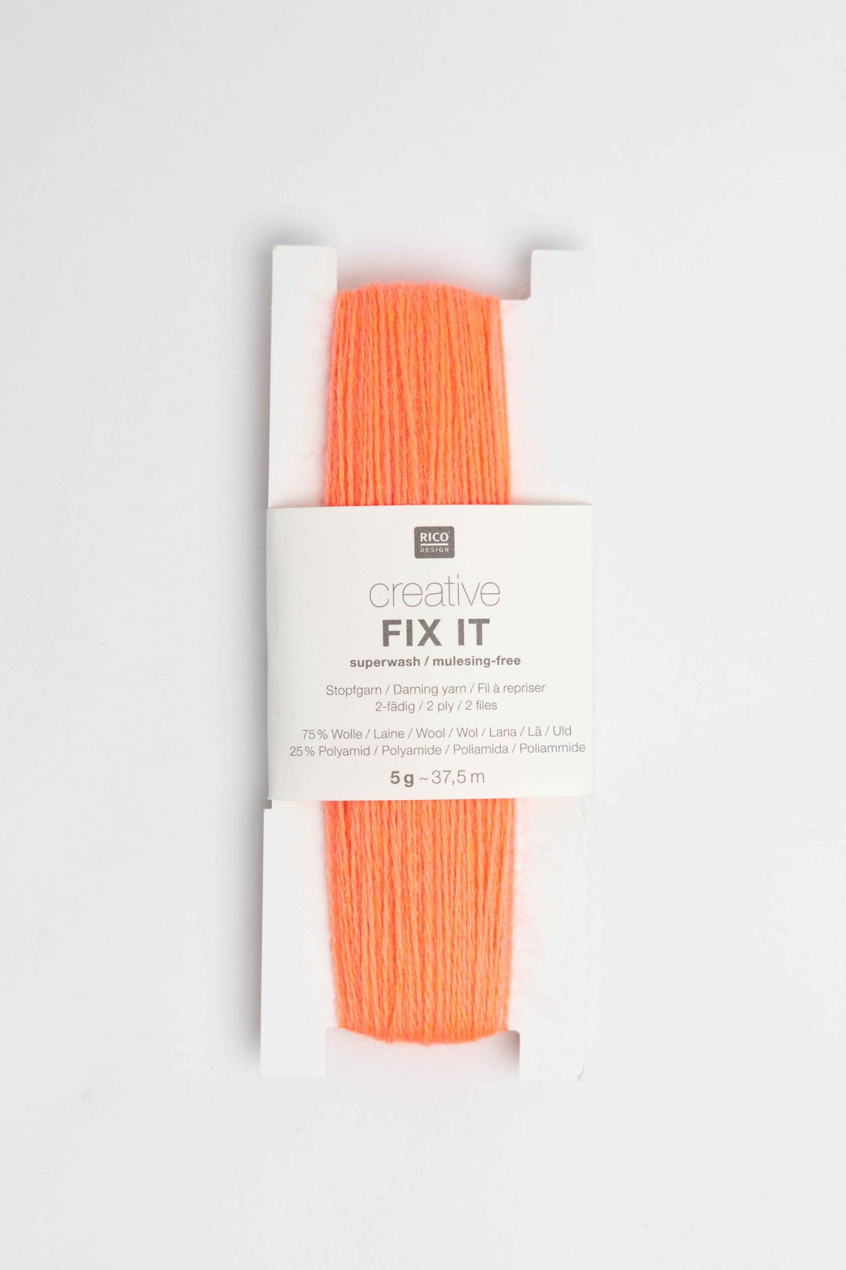creative fix it darning yarn wool polyamide Rico neon orange