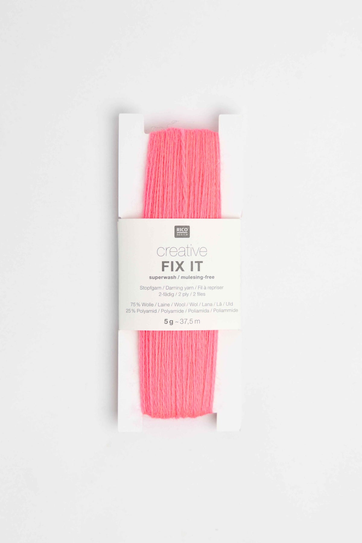 creative fix it darning yarn wool polyamide Rico neon pink