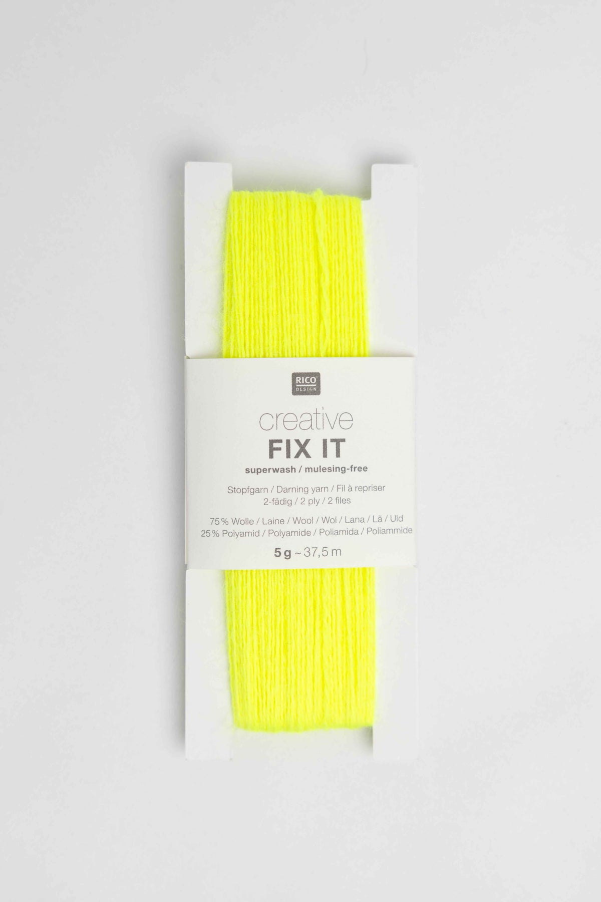 creative fix it darning yarn wool polyamide Rico neon yellow