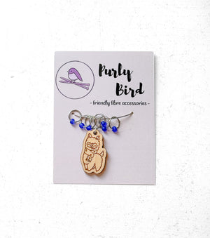 Purly Bird Stitch Marker Rings Plus Charm wood alpaca