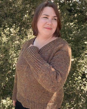Basic V by Minimi Knit Design in Estelle Highland Alpaca Worsted Tweed