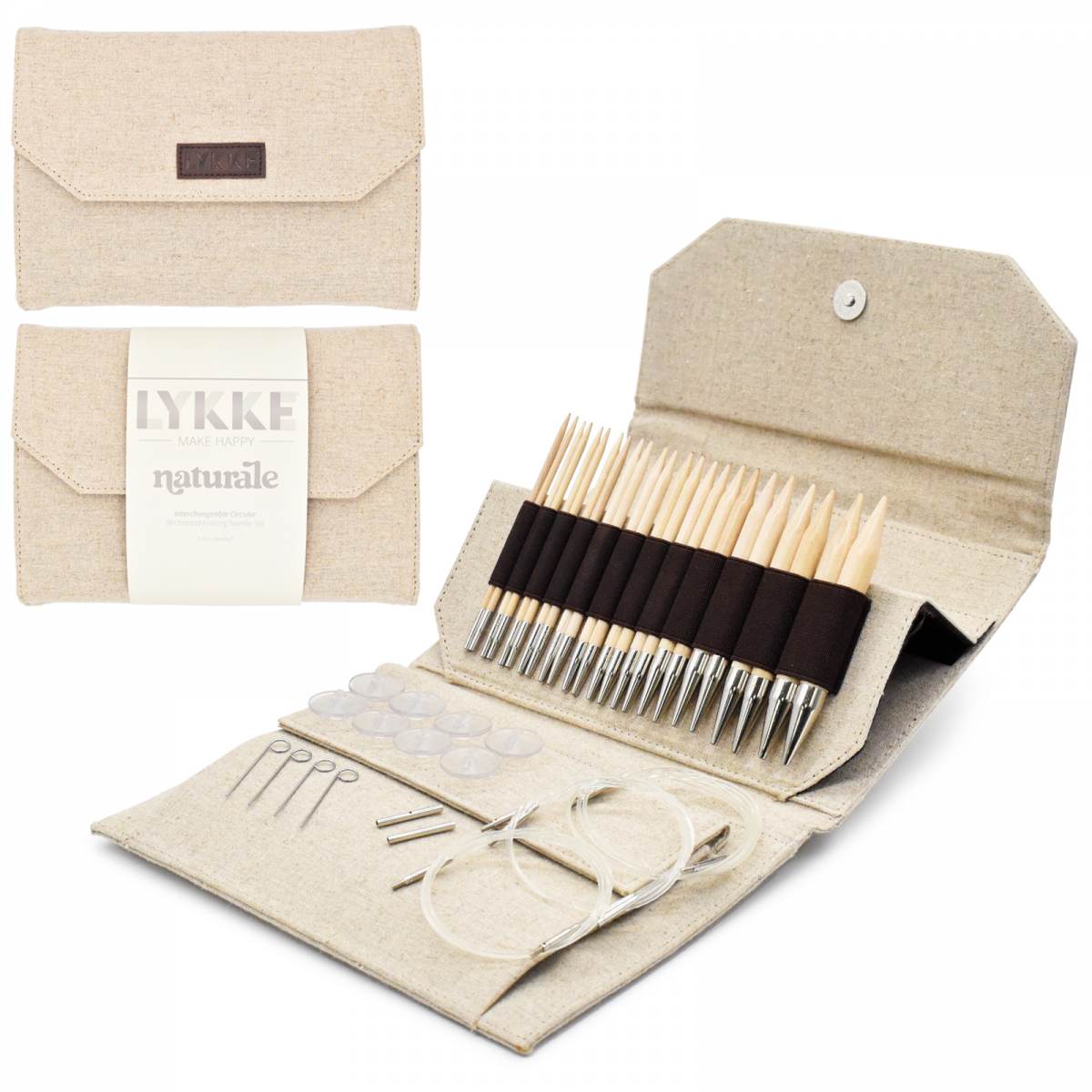 Lykke Naturale Interchangeable Set 13 cm / 5" Tips driftwood beige jute