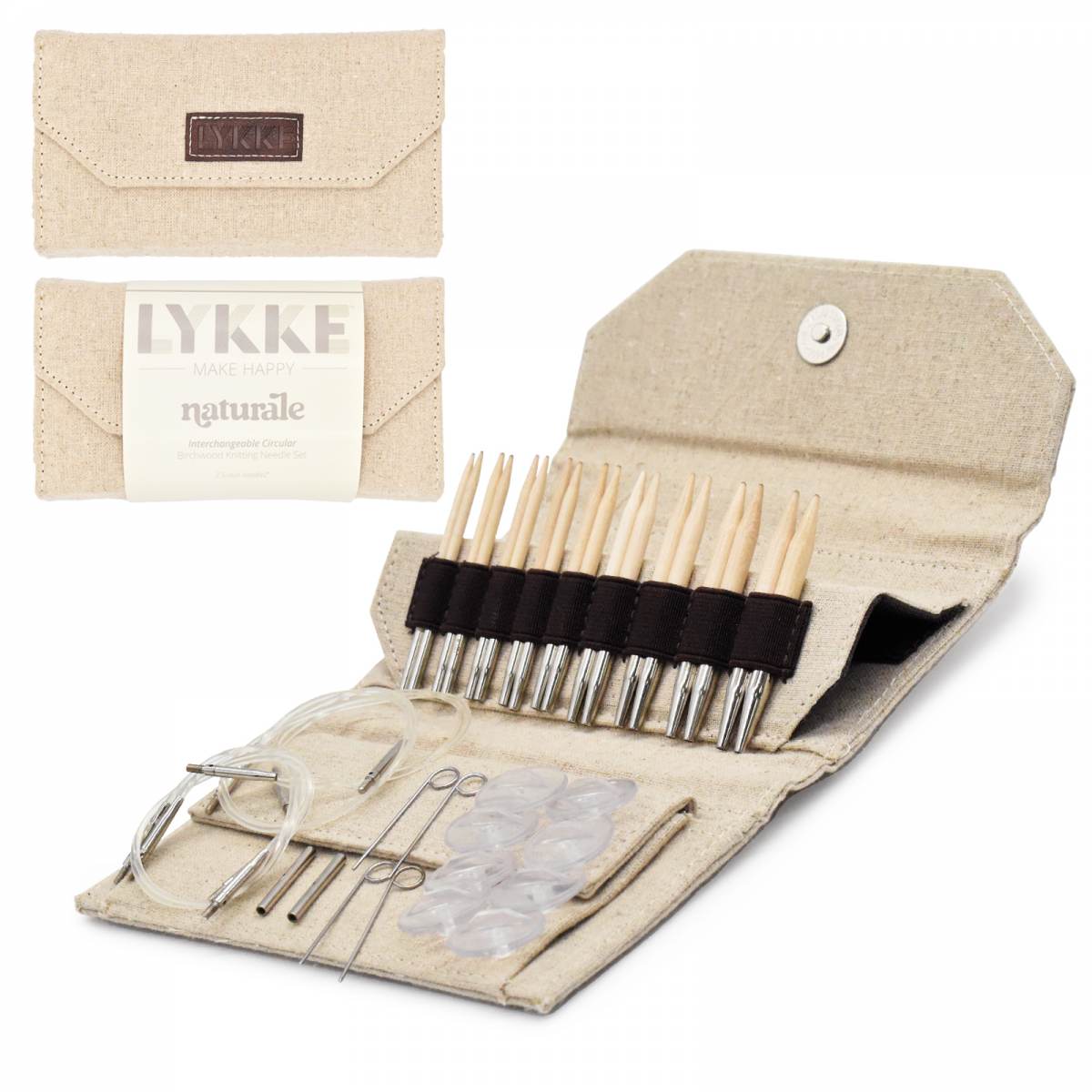 Lykke naturale Interchangeable Set 9 cm / 3.5" Tips driftwood beige jute