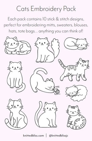 Knitted Bliss Embroidery Pack cats