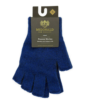 McDonald Textiles Possum Merino Open Finger Gloves possum merino cobalt