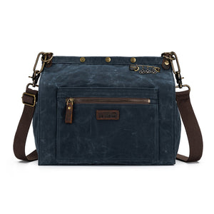 Della Q Maker's Canvas Rucksack waxed canvas dark blue grey