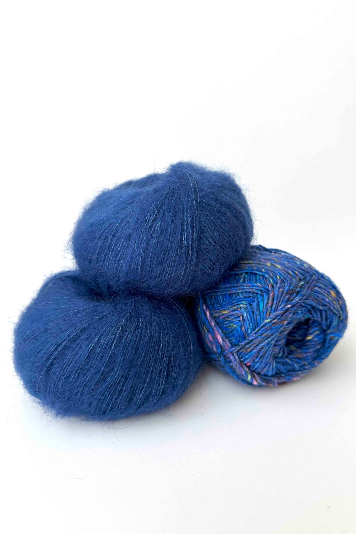 Whiffin Cowl in Silk Garden Sock T80 and Berenice Delphinium wool mohair silk polyamide