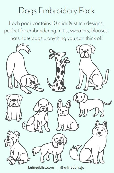 Knitted Bliss Embroidery Pack dogs