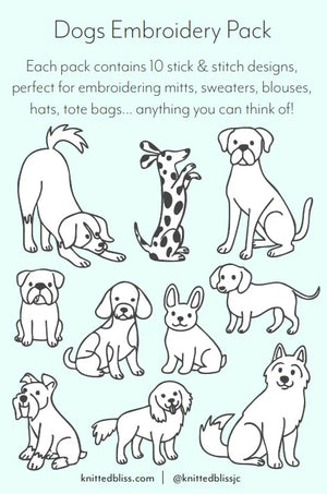 Knitted Bliss Embroidery Pack dogs