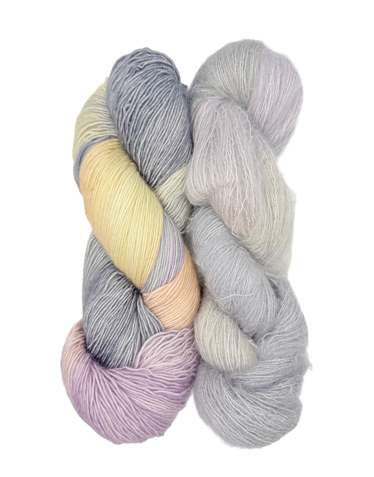 Fleece Artist Handmaiden Halo Lux Bundle mohair silk superwash merino dove