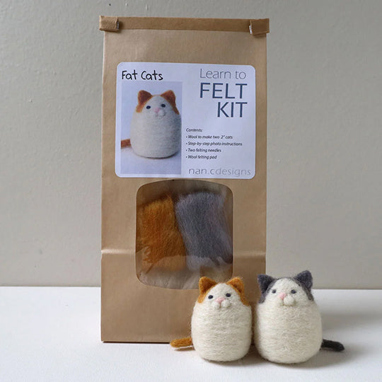 Nan C Designs Learn to Felt Kit wool fat cats