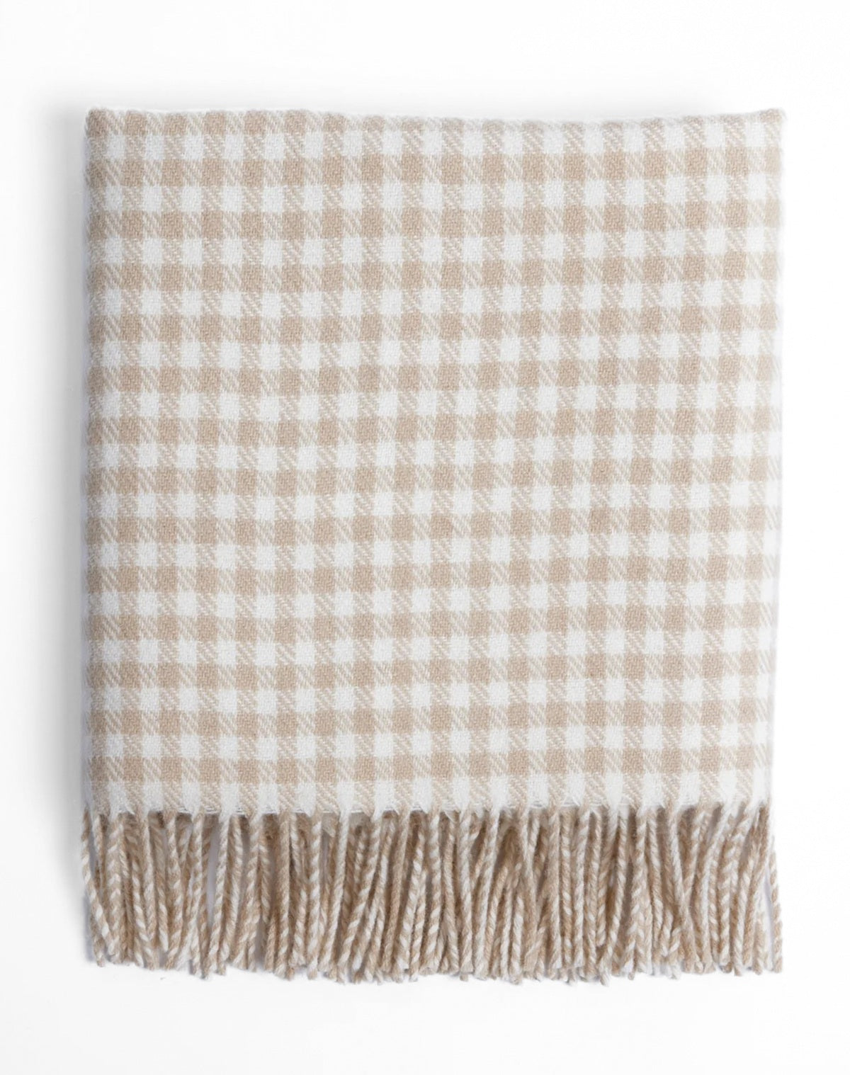 Foxford Woolen Mills Baby Blanket lambswool fawn gingham