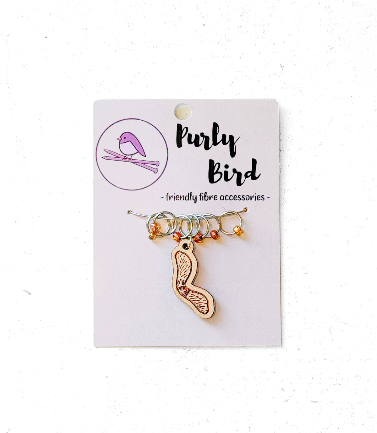 Purly Bird Stitch Marker Rings Plus Charm wood forest