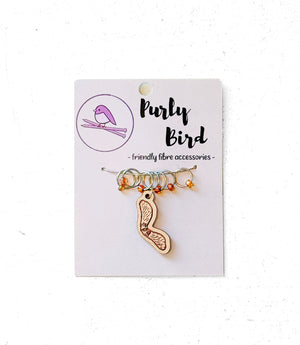 Purly Bird Stitch Marker Rings Plus Charm wood forest