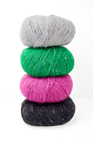 Churchmouse Colorwork Cap Kit Rowan Felted Tweed wool alpaca viscose foxglove