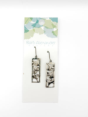 Barb Alexander Designs Earrings  bronze sterling silver ginko leaves in frame