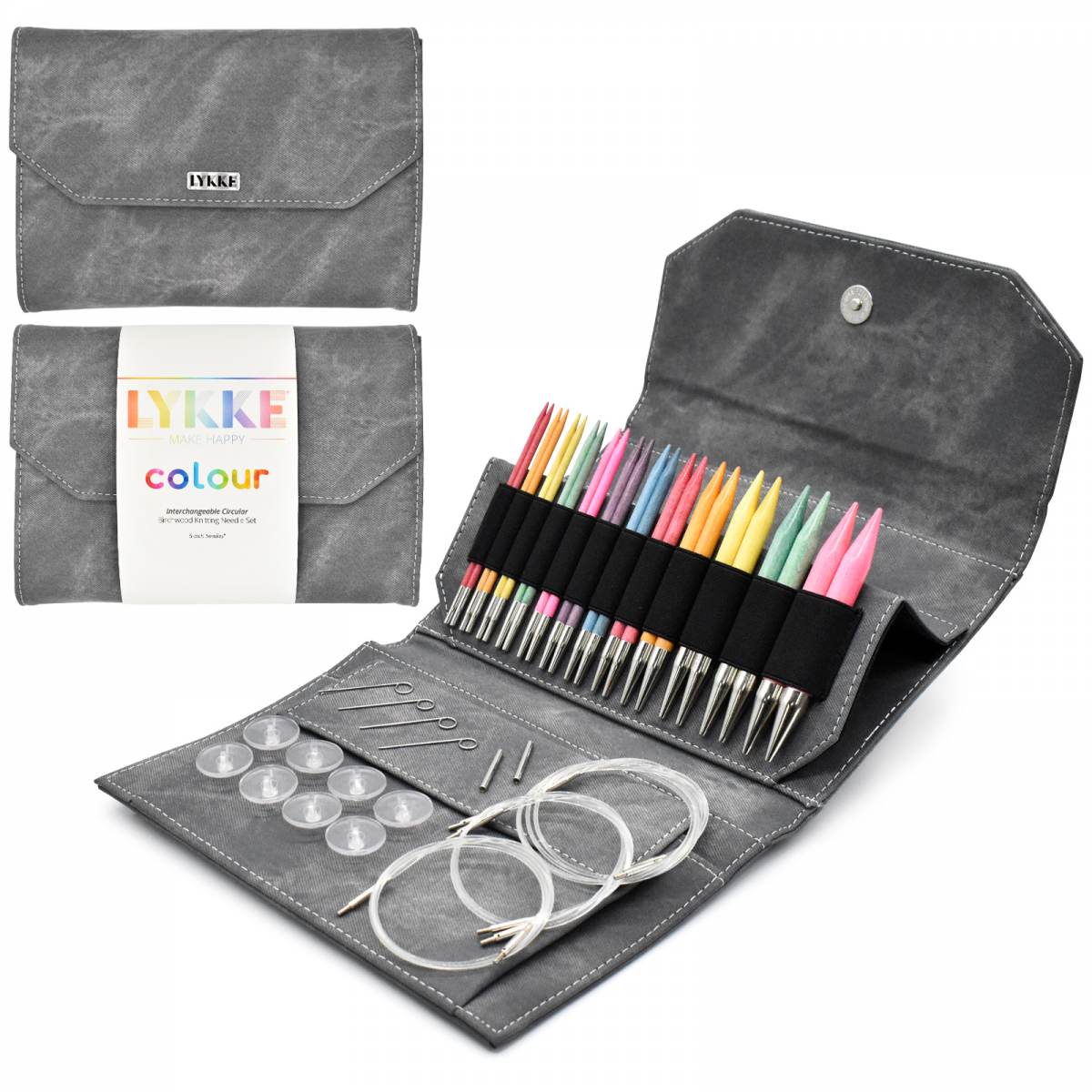 Lykke Colour Interchangeable Set 13cm 5" TIps driftwood grey denim
