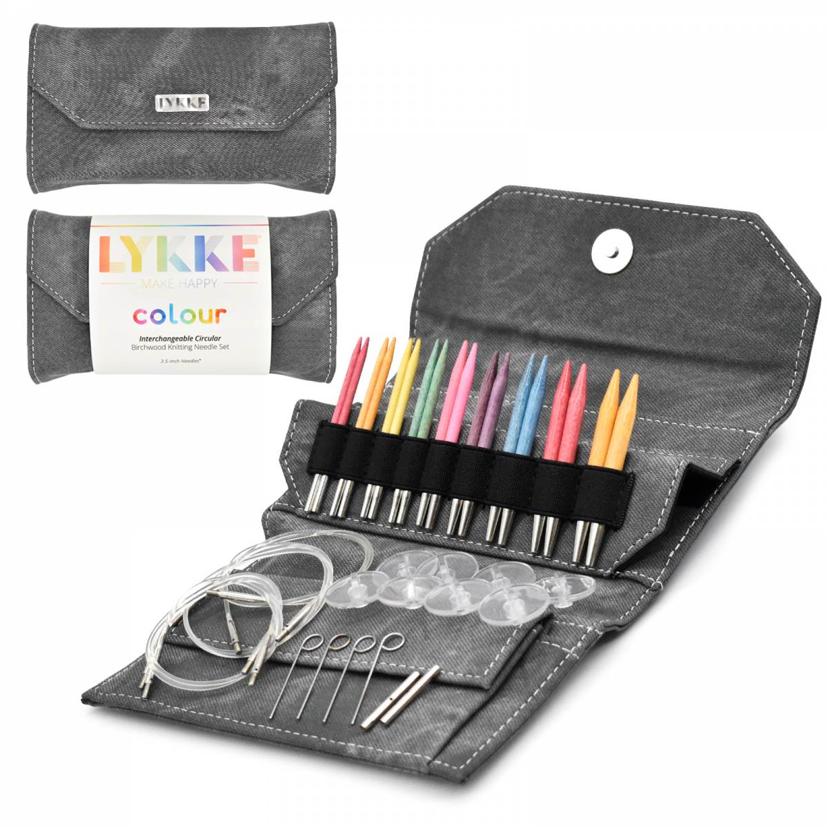 Lykke Colour Interchangeable Set 9cm 3.5" TIps driftwood grey denim