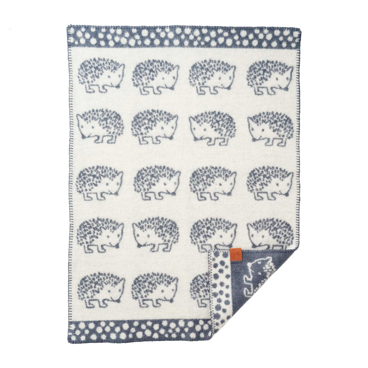 Klippan Baby Blanket eco lambswool hedgehog blue