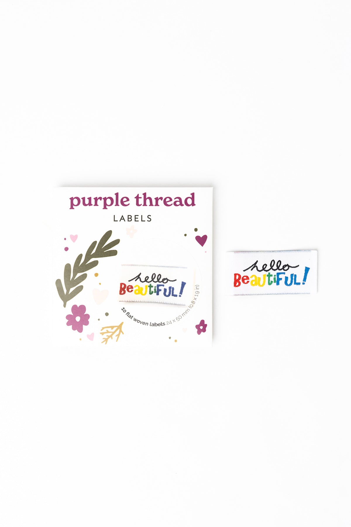 Purple Thread Woven Labels sew-in hello beautiful