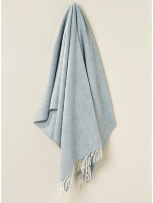 Bronte by Moon Pure New Wool Throw wool herringbone duck egg