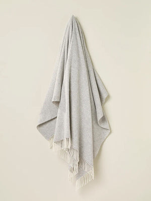 Bronte by Moon Merino Wool Throw merino wool herringbone grey lambswool