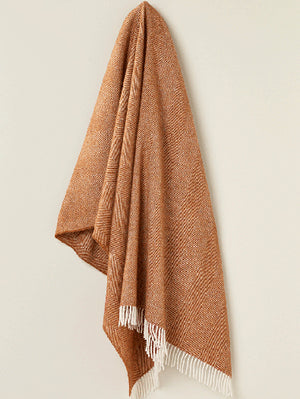 Bronte by Moon Merino Wool Throw merino wool herringbone rust lambswool