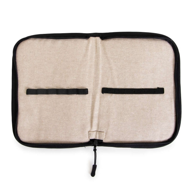 Katia Crochet Hook Case cotton canvas zippered black with natural interior