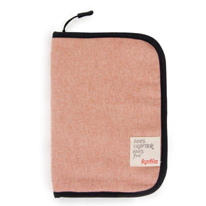 Katia Interchangeable Needle Case recycled cotton canvas zipper closure pink/salmon