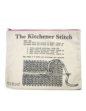 Hikoo Kitchener Stitch Project Bag cotton canvas with  zippered closure