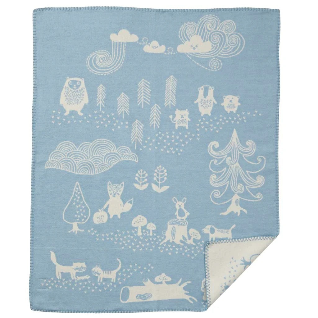 Klippan Cotton Baby Blanket brushed organic cotton little bear blue