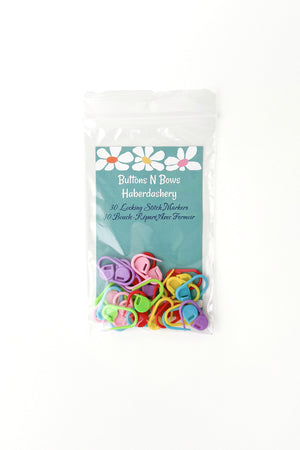 Buttons n Bows Haberdashery Locking Stitch Markers plastic rainbow colour assortment