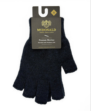 McDonald Textiles Possum Merino Open Finger Gloves possum merino navy