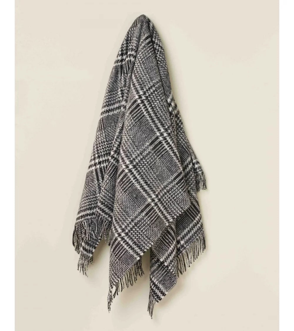 Bronte by Moon Pure New Wool Throw wool patchwork glen check ecru black