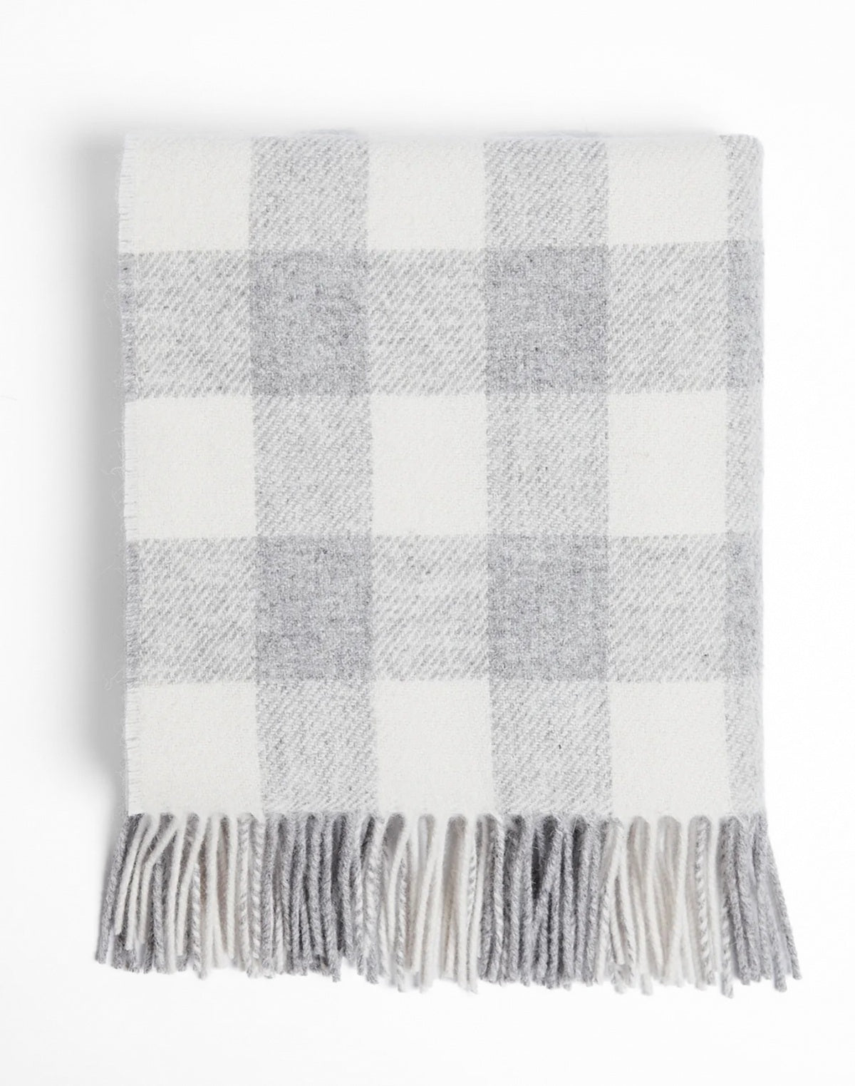 Foxford Woolen Mills Baby Blanket lambswool pearl grey check