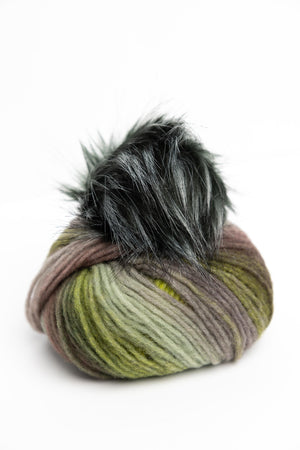 Estelle Yarns Colour Flow Hat Kit wool nylon q42214k forest with deep forest pompom