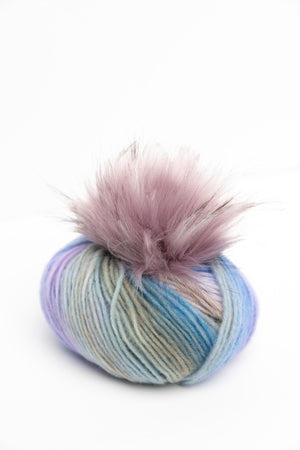 Estelle Yarns Colour Flow Hat Kit wool nylon q42215k lavender with lilac pompom