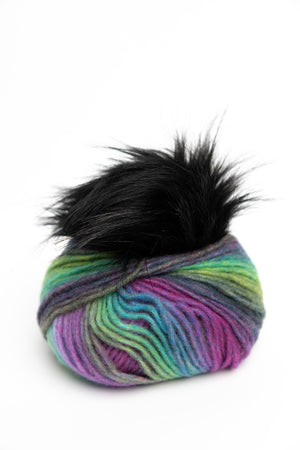 Estelle Yarns Colour Flow Hat Kit wool nylon q42217k ultraviolet with black pompom