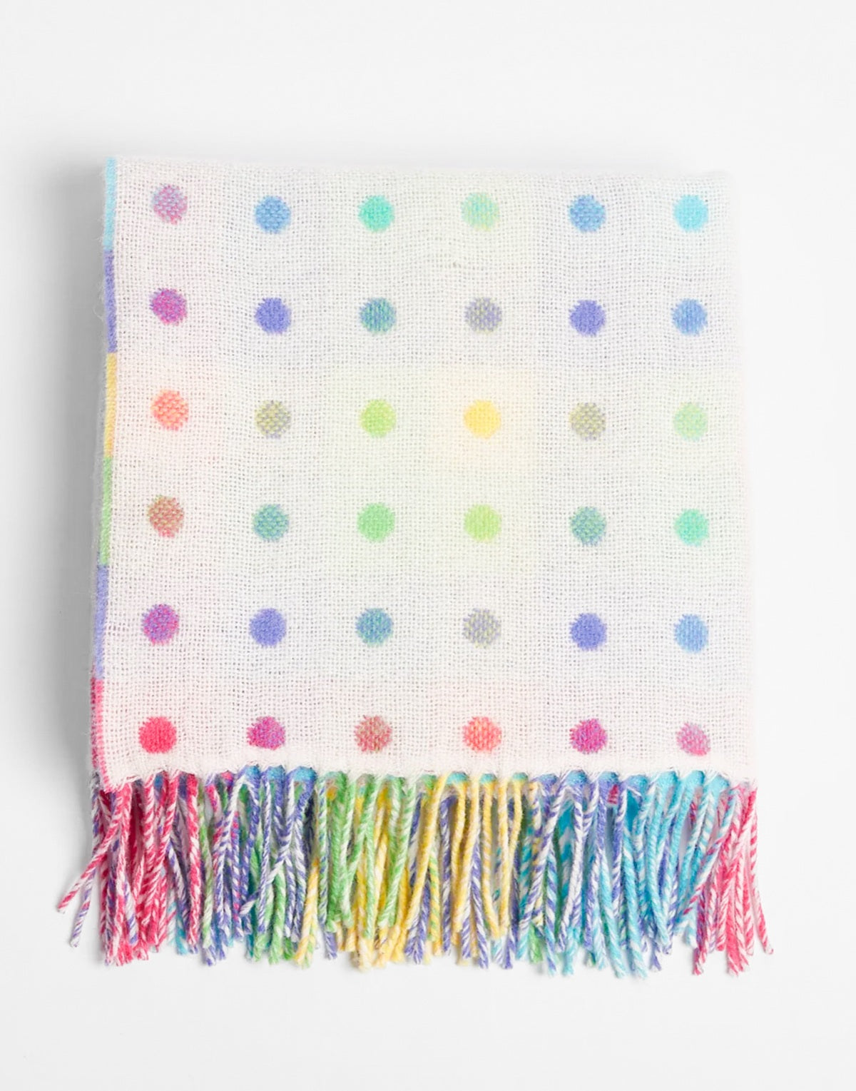Foxford Woolen Mills Baby Blanket lambswool rainbow multi-spot