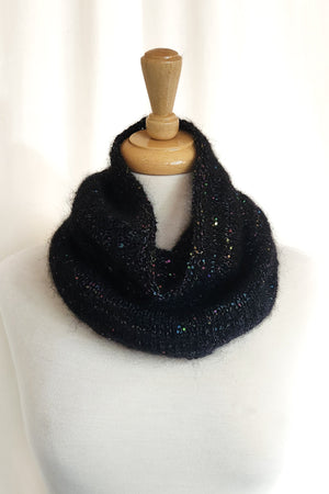 Beehive Wool Shop Kaleidoscope Cowl Kit Rico Creative Crazy Paillettes and Lana Gatto Silk Mohair Lux polyamide polyester mohair silk nylon