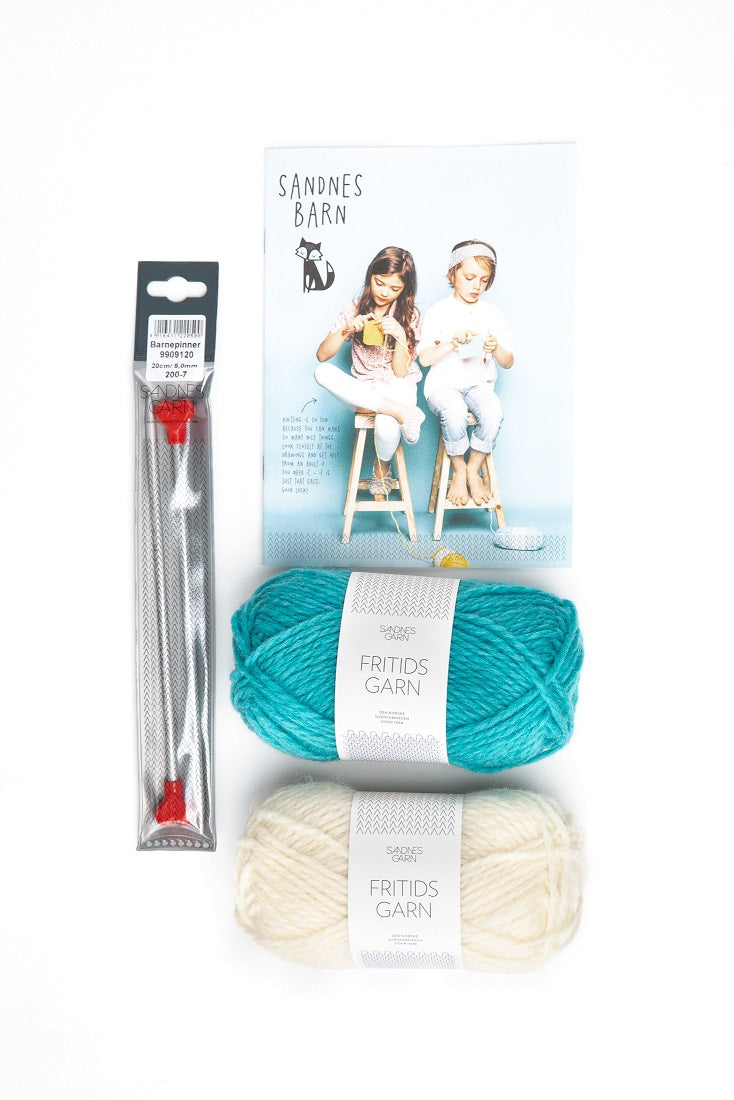 Sandnes Garn Learn to Knit Kit Sandnes Garn Fritidsgarn wool knitting needles booklet