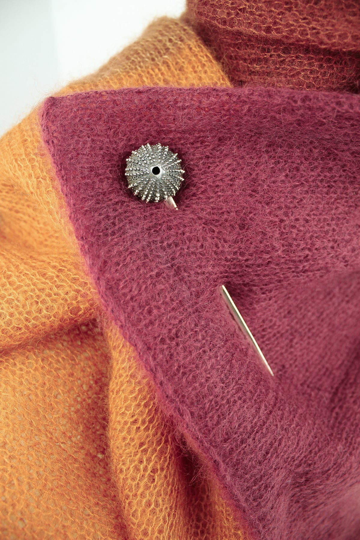 Barb Alexander Designs Shawl Stick white bronze sea urchin