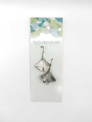 Barb Alexander Designs Earrings bronze sterling silver  solid rigid ginko