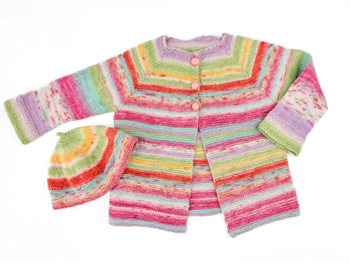 Sunshine & Rainbows Baby Set in Estelle Evolution Celebration Sock.