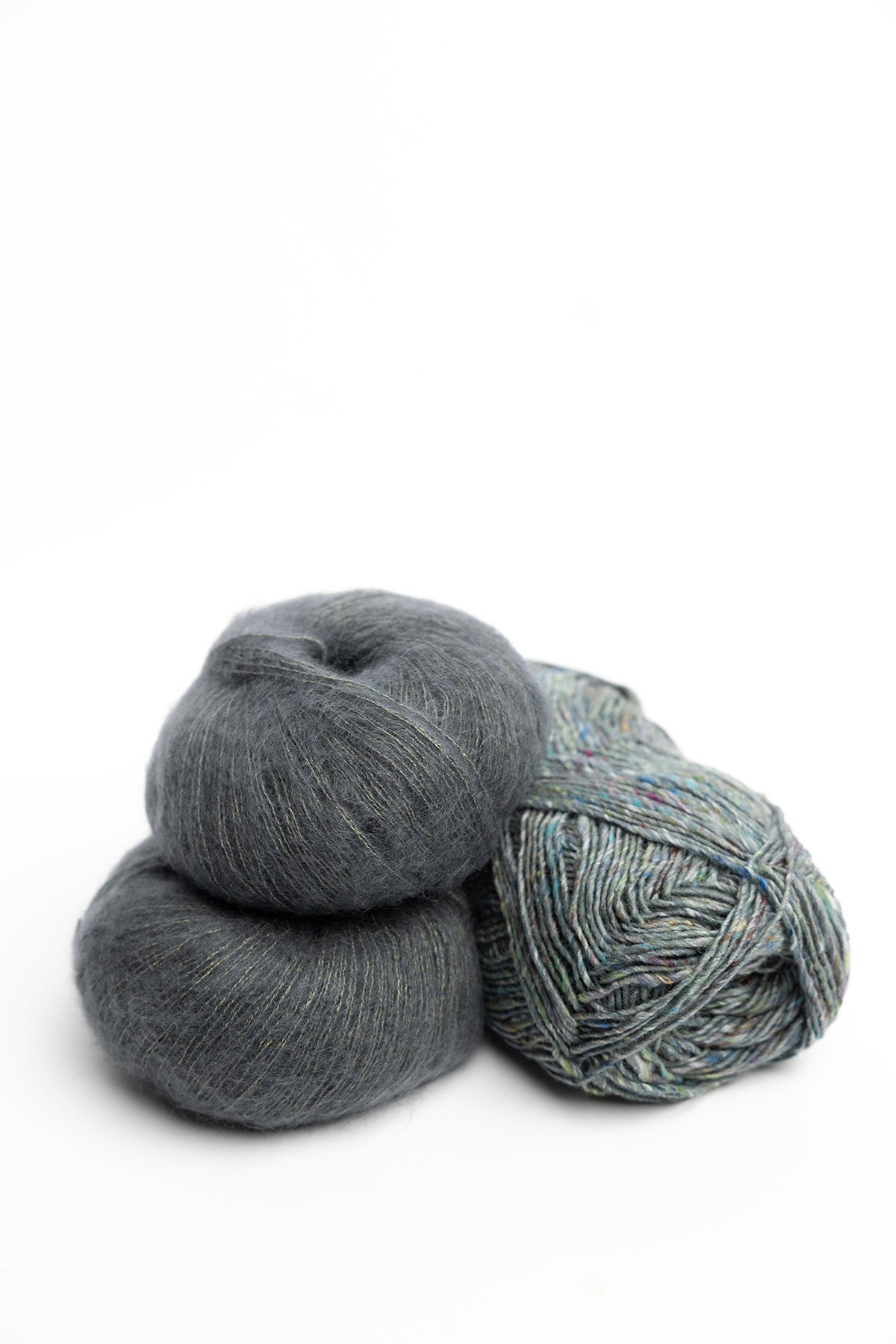 Whiffin Cowl in Noro Silk Garden Sock and De Rerum Natura Berenice wool mohair silk polyamide twilight