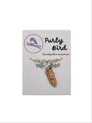 Purly Bird Stitch Marker Rings Plus Charm wood vancouver island