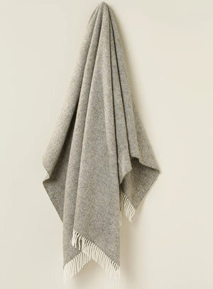Bronte by Moon Pure New Wool Throw wool herringbone vintage grey