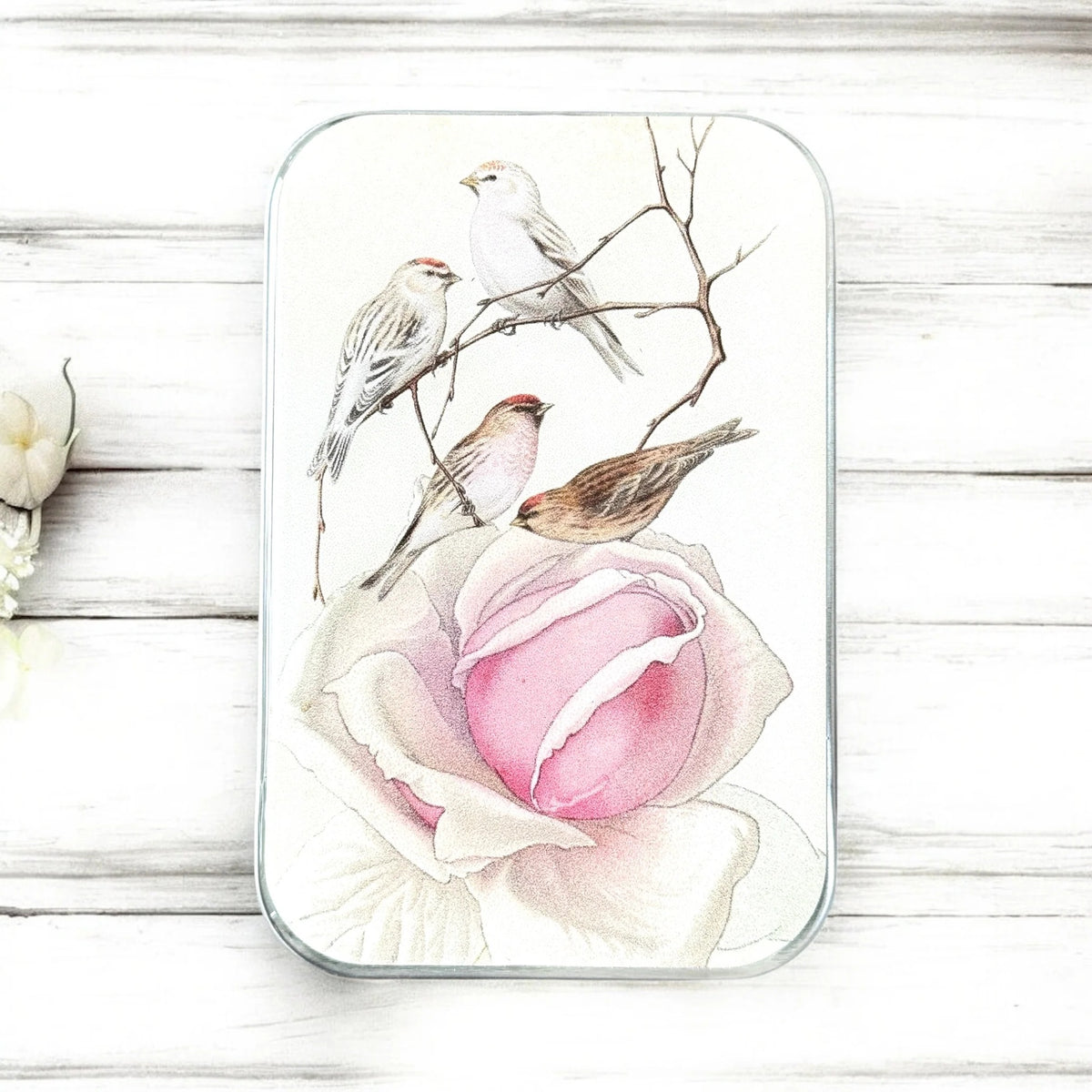 Firefly Notes Notions Tin resin vintage rose and birds