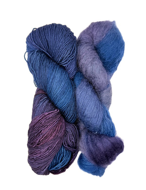 Fleece Artist Handmaiden Halo Lux Bundle mohair silk superwash merino wild blueberry
