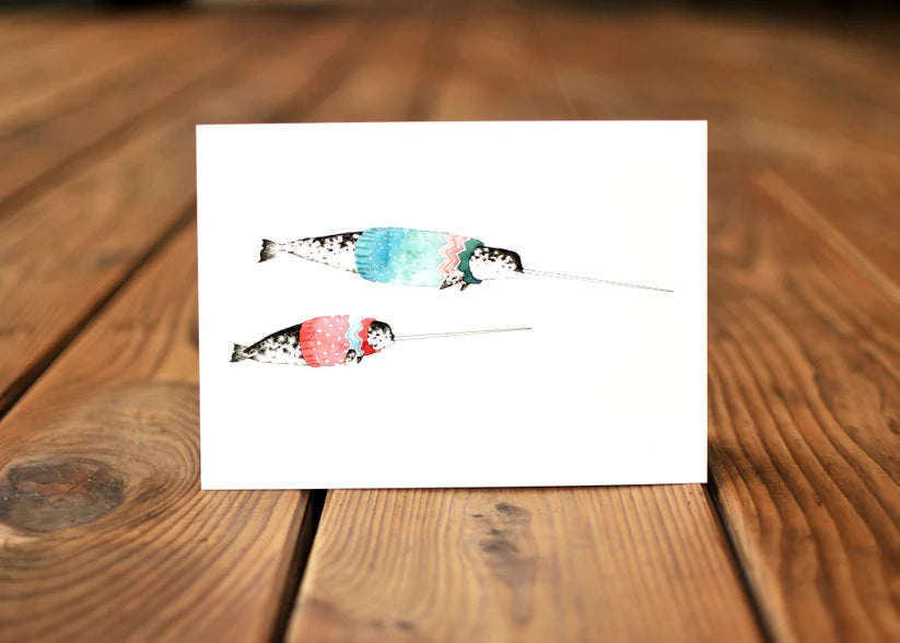 Natasha Van Netten Greeting Card winter whale narwhal